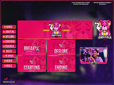 Bear smoking 3d animation branding design graphic design illustration layout logo motion graphics streaming twitch twitch overlay ui vector