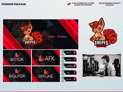 Vulpix in a full twitch overlay package! branding design illustration layout logo streaming twitch twitch overlay ui vector