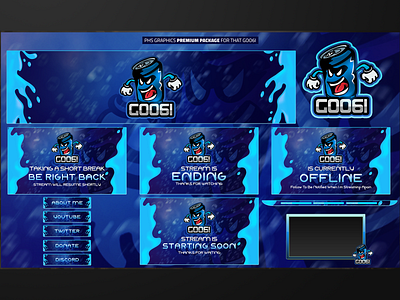 Full Twitch Package For Goo6i branding design gamer gaming illustration layout logo streaming twitch twitch overlay vector