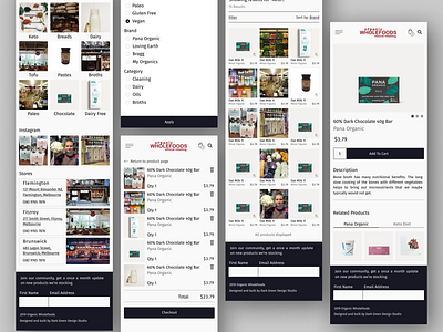 Organic Wholefoods Mobile Screens chocolate concept diet ui