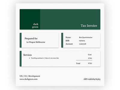 Daily UI 017 Tax Invoice dailyui invoice tax ui