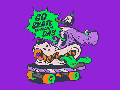 Skate dog character design illustration laynes vector