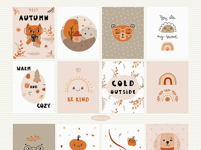 Posters from Autumn Baby Abstract Collection 💛 animals baby baby illustration characters design cute design illustration kids kids graphic nursery posters posters kids vector wall art