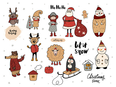 Christmas world - winter holiday collection animals baby illustration characters design christmas christmas cards christmas characters christmas kids illustration christmas posters cute design hugge ill illustration kids nursery vector winter winter holiday