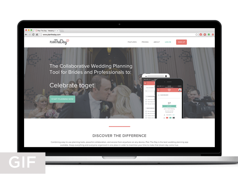 Plan The Day Responsive Website app flat responsive saas website wedding