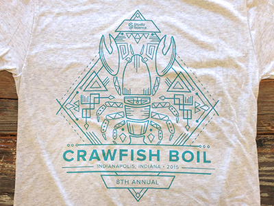 8th Annual Crawfish Boil Tshirts aztec boil crawfish lineart
