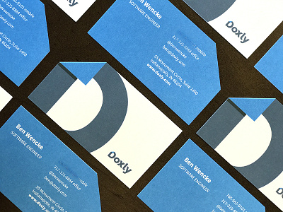 Doxly Business Cards blue on blue business cards die cut fold paper ear
