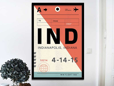 Indy Bag Tag airplane bag tag flight indy poster