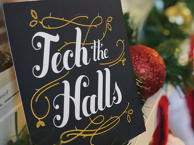 Tech The Halls hand letters holiday holiday card holly tech