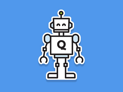 Quanti illustration line icon robot sticker