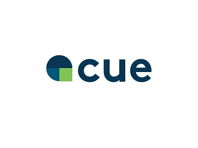Cue Logo branding logo talk bubble thirds