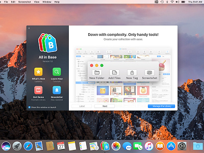 Welcome to All in Base window app collect easy inspiration mac organize search tool ui ux view welcome