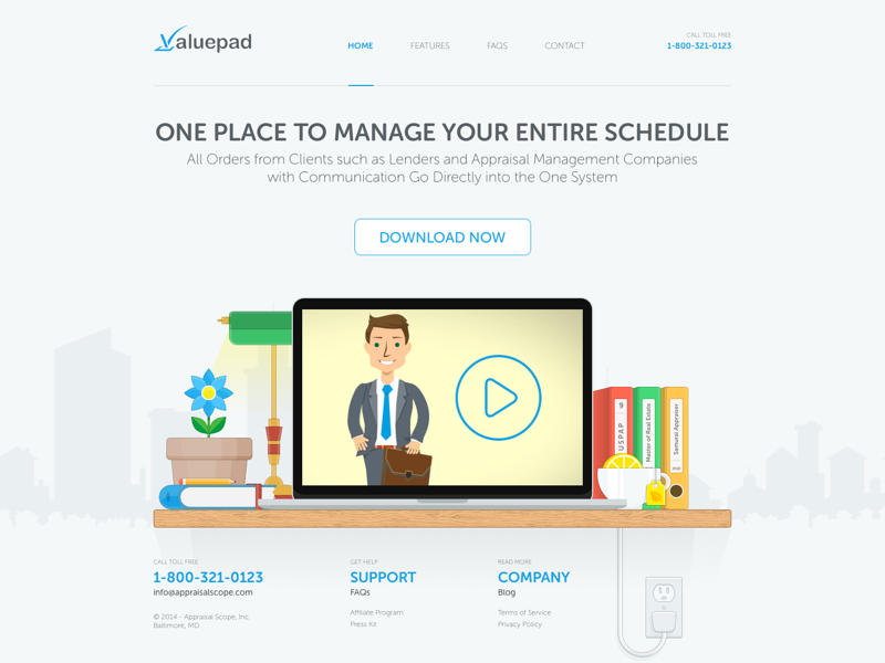 ValuePad - Old Homepage Design laptop desk web ux ui simple minimal house homepage hero building appraisal