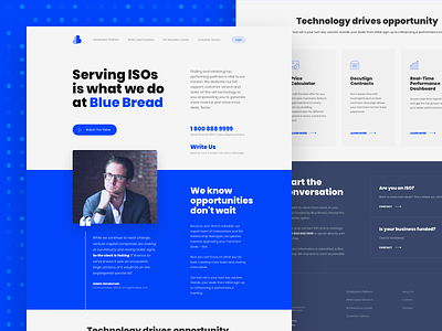 Blue Bread • Landing Page b2b blue business cloud design enterprise iso landing page layout minimal saas services simple typography ui web website