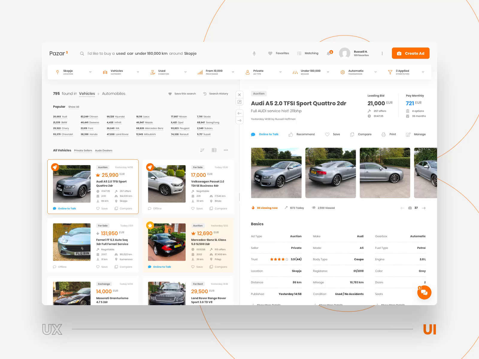 Search Results and Ad Details • UX and UI transition by Ivan is ...