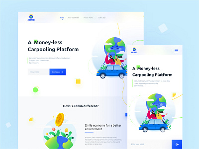 Zamin Landing Page car car rent concept art earth day landing landing design landing page landing page ui landing ui landingpage mobile view rent ui ux ui design