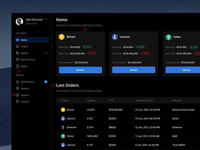 Crypto Dashboard binance blue clean coin dark design desktop icon uidesign web