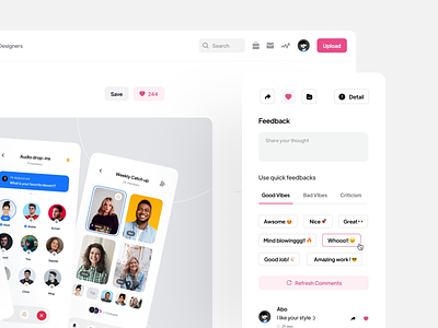 Dribbble Quick Feedbacks Feature