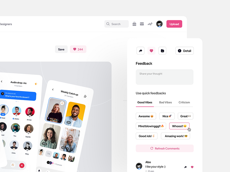 Dribbble Quick Feedbacks Feature by Abo for Piqo Studio on Dribbble