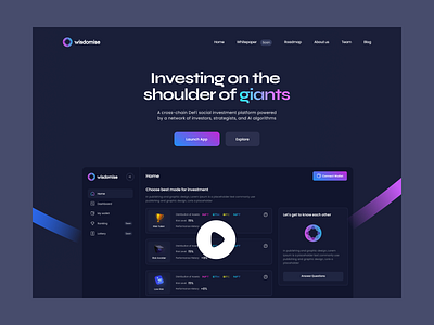 Wisdomise Landing page art connect wallet crypto crypto web design desktop finance illustration landing landing design landing page logo nft product swap ui design uidesign web web3 website