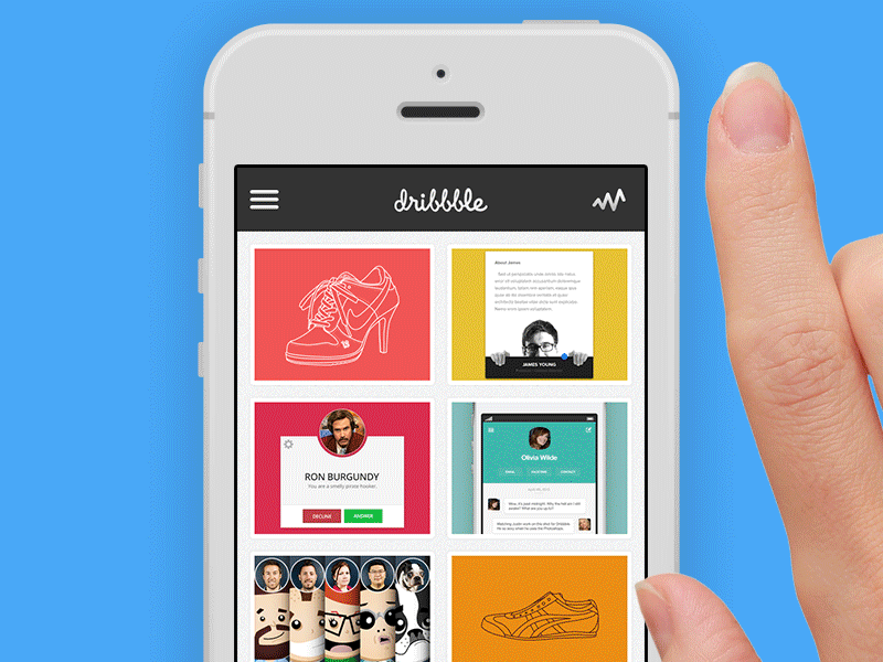 Dribbble Mobile Refresh [ANIMATED] animation basketball blue dribbble gif guifff iphone loader mobile new pink refresh reload shots swipe swipe down ui ux web website