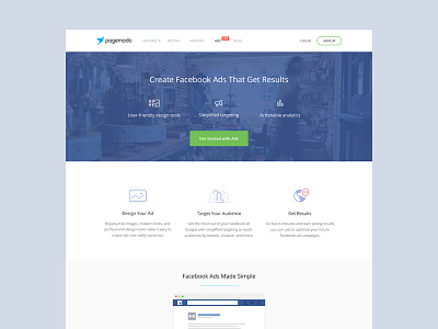 Facebook Ads Powered by Pagemodo cta design facebook icons landing mobile page responsive ui ux