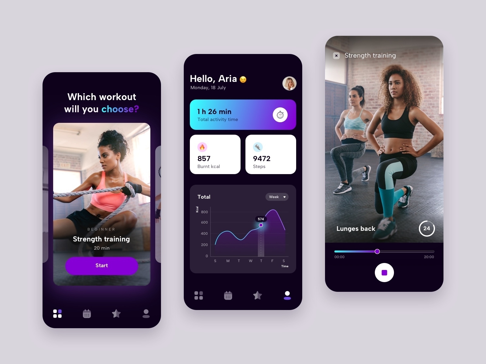 Workout App - Mobile by Tatiana Gurova on Dribbble