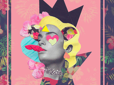 Amazona amazona collage flowers heart woman