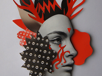 Femme fatale alexiacas collage cut face girl paper