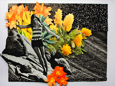 Memories II collage cut flowers memories paper