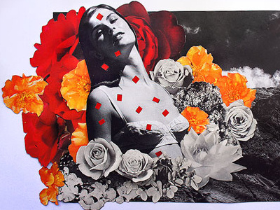 Memories III collage cut flowers memories paper