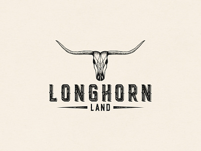 Logo Longhorn Land a logo design brand branding cow cowboy drawing hand drawn illustration logo logodesign longhorn retro sketch