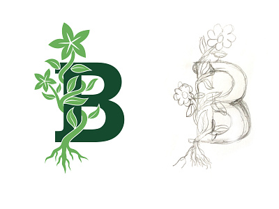 Letter B Botanic Logo