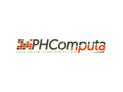 PHComputa branding computer design flat icon logo minimal online pc vector village