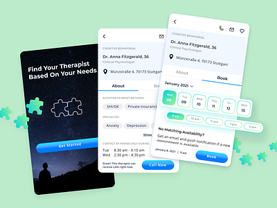 Perfect Match - Find Your Therapist Based On Your Needs appointment system booking booking system doctor doctor app doctor appointment health medical mental health minimal modern psychologist therapist therapy