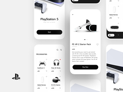 PlayStation 5 Store app black design dualshock ecommerce app elegant minimalism mobile design online store playstation ui uidesign white white and black