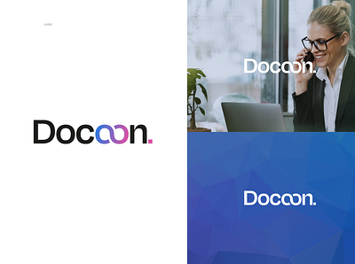 Docoon — Logo blue branding clean corporate gradient graphic design illustration logo low poly pink
