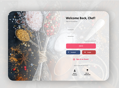 Chef login page UI design minimal modern simplicity ui ux ux design web website website concept