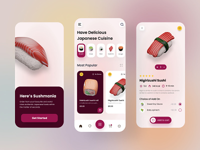 Sushmania - Get Japanese Cuisine app app design app designer best design design food food app illustration minimal modern popular simplicity trendy ui ux ux design ux designer