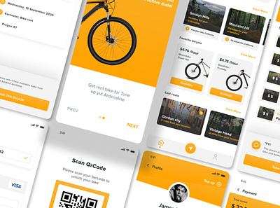 WeBikers - Bike Rent Mobile App Ui kit Figma adventure app apps bicycle bike exercise health lifestyle mobile mountain outdoor ride sport template ui web