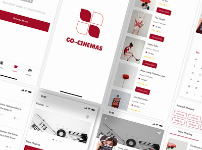 Go Cinema - Movie Mobile App UI kit Figma app application audience cinema entertainment film light mobile movie screen seat template theater ui web