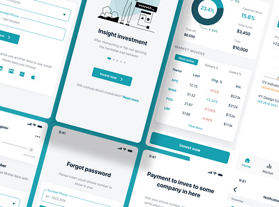Invest Men - Investment Mobile App UI kit Figma application bank business concept finance graph growth investment mobile money profit saving template ui web