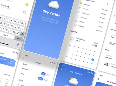 Sky Today - Weather Mobile App UI Kit Figma app application business design flat forecast interface mobile phone set template ui weather web website