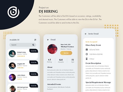 DJ application app design illustration typography ui