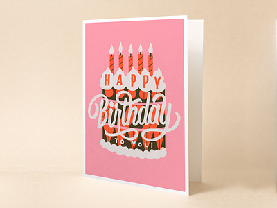 Patterned Cake Birthday Card Concept art licensing birthday birthday cake birthday card cake candles design happy birthday lettering lettering art type type art