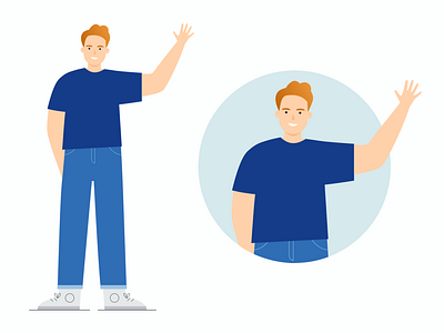 Patrick says hi! blue business illustration illustration man vector waving welcome welcome page