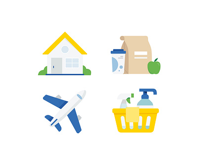 Pandemic Icons 2020 cleaning supplies food home home office icons illustrations office pandemic plane vector