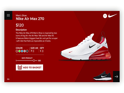 Nike Product app design flat ui web website