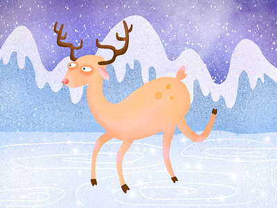 Deer cartoon character deer digital art illustration winter