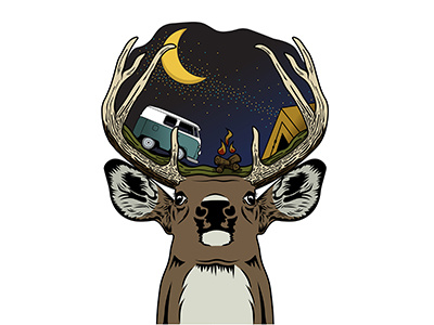 Deer Camp art camping deer illustration illustrator nature